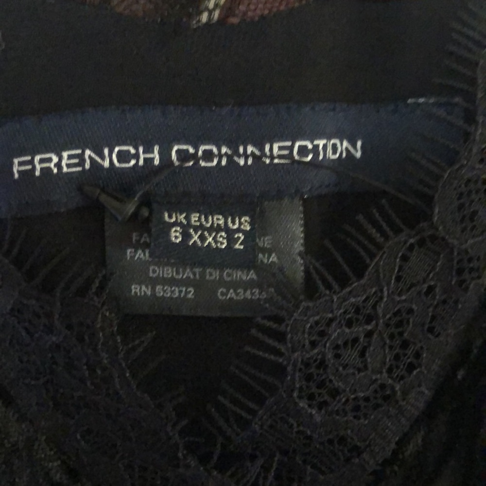 FRENCH CONNECTION spaghetti strap black velvet and lace dress. Size 2. - Picture 4 of 11